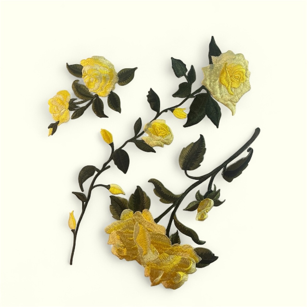 Yellow Roses embroidery appliqués (3)